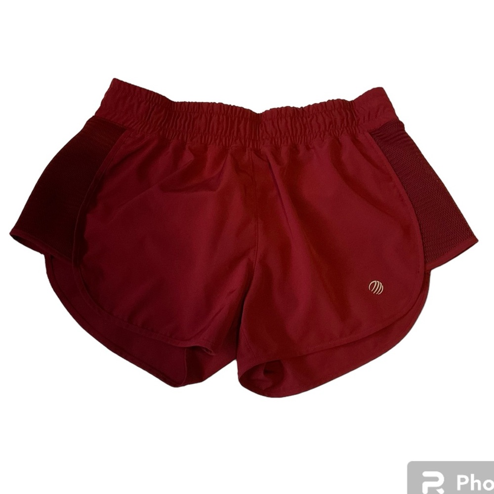 Women’s MPG Athletic Burgundy Workout Shorts with Attached Undergarment.